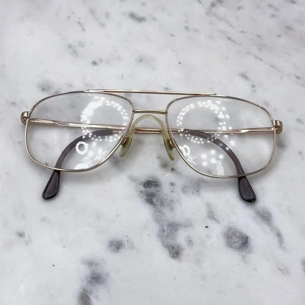 Vintage Marcolin MOD 6355 COL GEP Gold Aviator Eyeglasses Frames Only 56-17-145